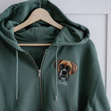Embroidered Pet Portrait Organic Zip up Hooded Sweatshirt - Lucy and Lola Shop