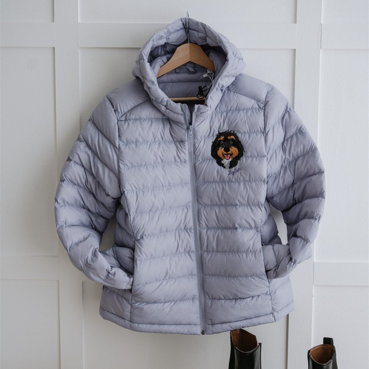 Embroidered Pet Portrait Polar Puffer Full - Zip Jacket - Lucy and Lola Shop