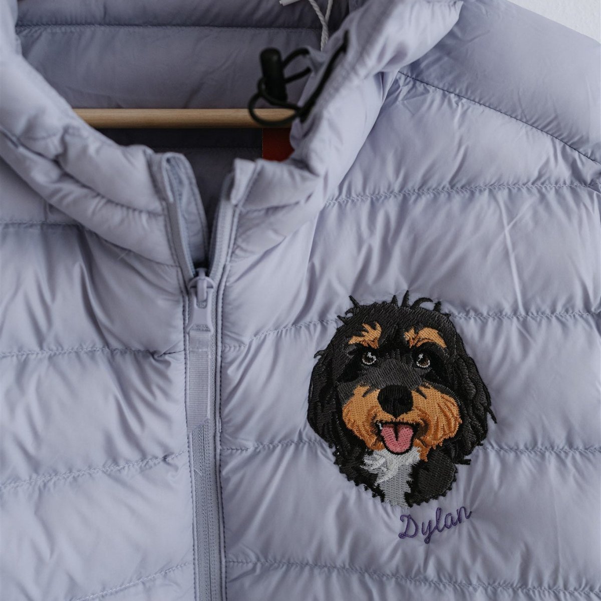 Embroidered Pet Portrait Polar Puffer Full - Zip Jacket - Lucy and Lola Shop