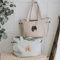 Embroidered Pet Portrait Recycled Oversized Tote Bag - Lucy and Lola Shop
