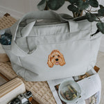 Embroidered Pet Portrait Recycled Oversized Tote Bag - Lucy and Lola Shop