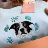Embroidered Pet Portrait Shells Organic Crop Sweatshirt - Lucy and Lola Shop