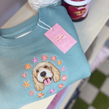 Embroidered Pet Portrait Spring Flowers Organic Sweatshirt - Lucy and Lola Shop