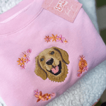 Embroidered Pet Portrait Spring Flowers Organic Sweatshirt - Lucy and Lola Shop