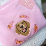 Embroidered Pet Portrait Spring Flowers Organic Sweatshirt - Lucy and Lola Shop