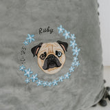 Embroidered Pet Portrait Velvet Pom Pom Cushion - Lucy and Lola Shop