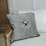 Embroidered Pet Portrait Velvet Pom Pom Cushion - Lucy and Lola Shop