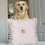 Embroidered Pet Portrait Velvet Pom Pom Cushion - Lucy and Lola Shop