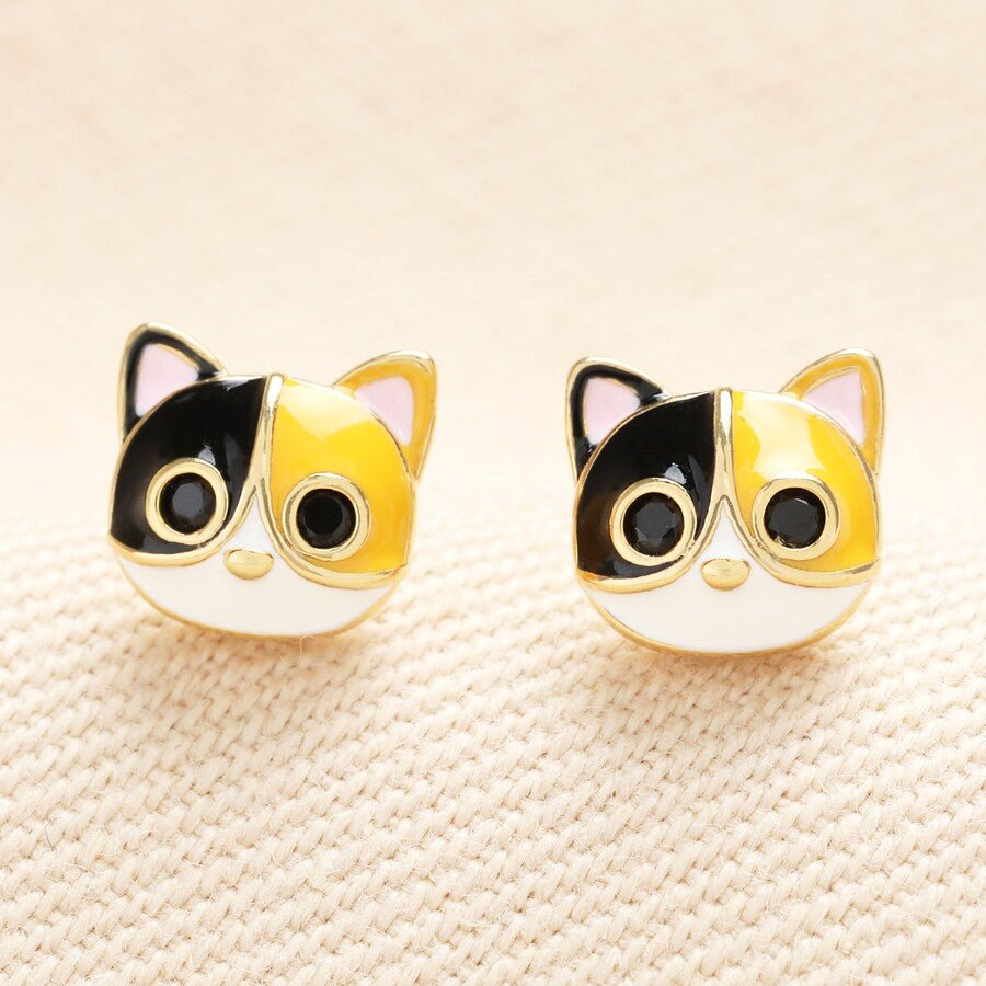 Enamel Tabby Cat Stud Earrings - Lucy and Lola Shop