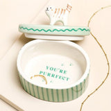 Green Oval Ceramic Cat Trinket Pot - Lucy and Lola Shop