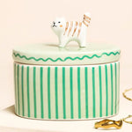 Green Oval Ceramic Cat Trinket Pot - Lucy and Lola Shop