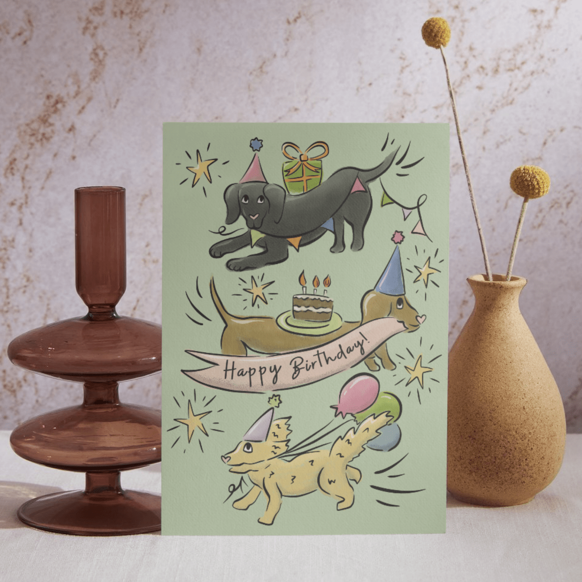 Happy Birthday card - Dog theme - Lucy and Lola Shop