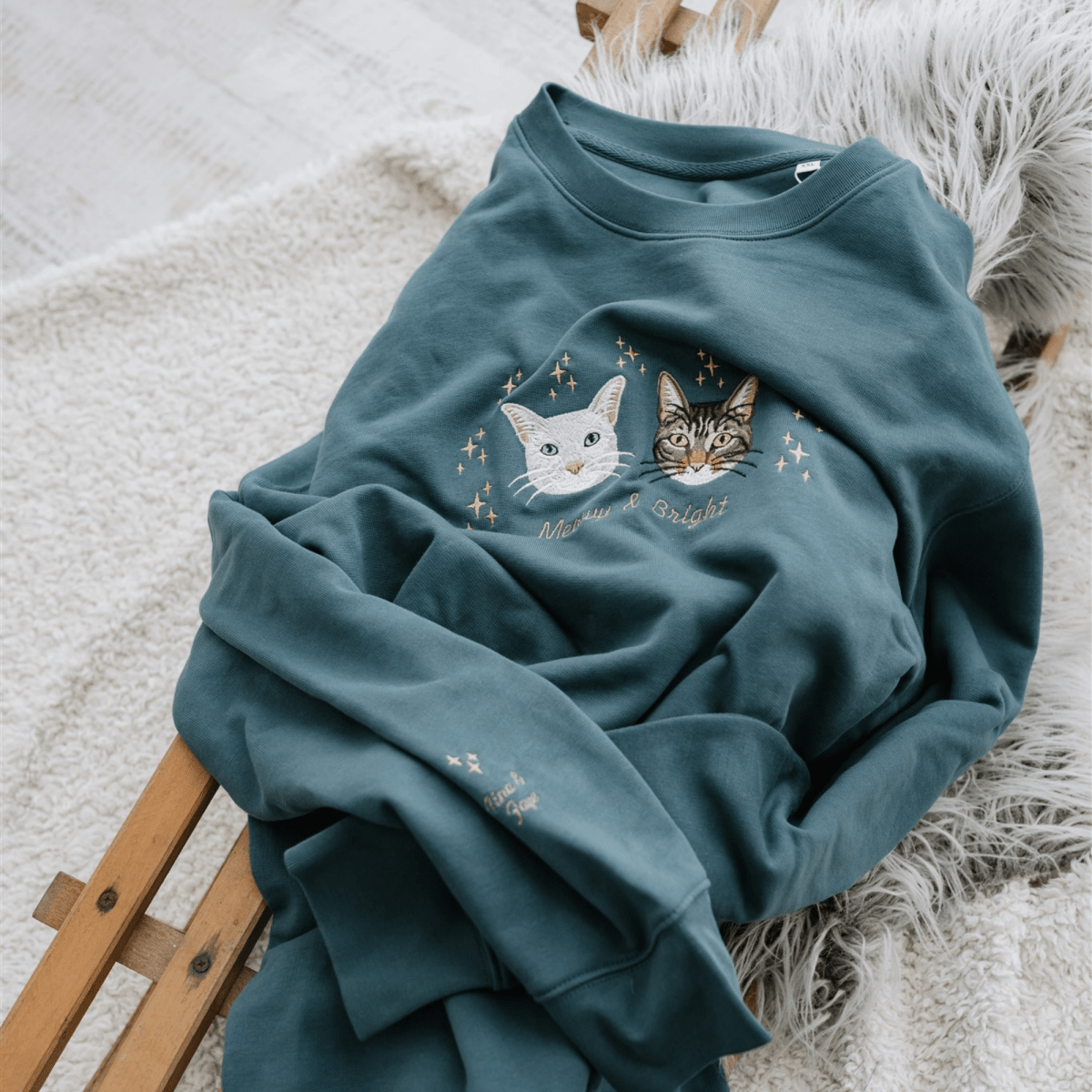 New Embroidered Pet Portrait Organic Christmas Jumper - Lucy and Lola Shop