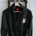 New Embroidered Pet Portrait Polar Fleece Quarter Zip Jacket - Lucy and Lola Shop