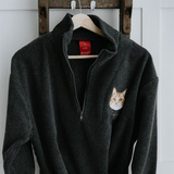 New Embroidered Pet Portrait Polar Fleece Quarter Zip Jacket - Lucy and Lola Shop