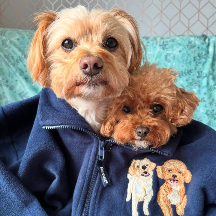 New Embroidered Pet Portrait Polar Fleece Quarter Zip Jacket - Lucy and Lola Shop