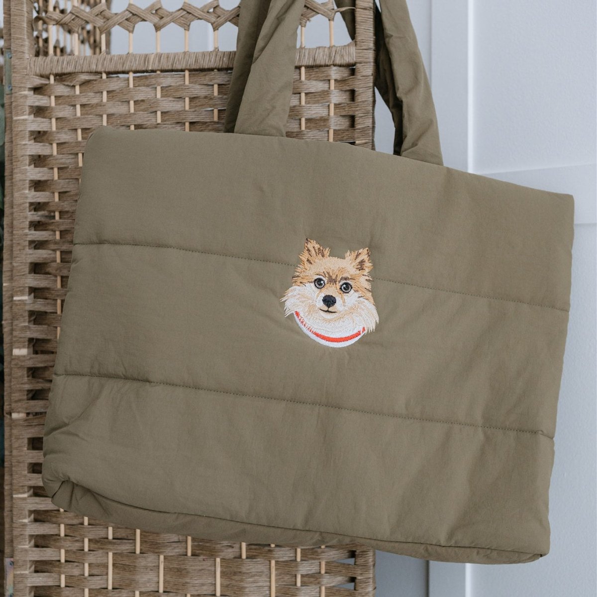 New In: Embroidered Pet Portrait Quilted Tote Bag - Lucy and Lola Shop
