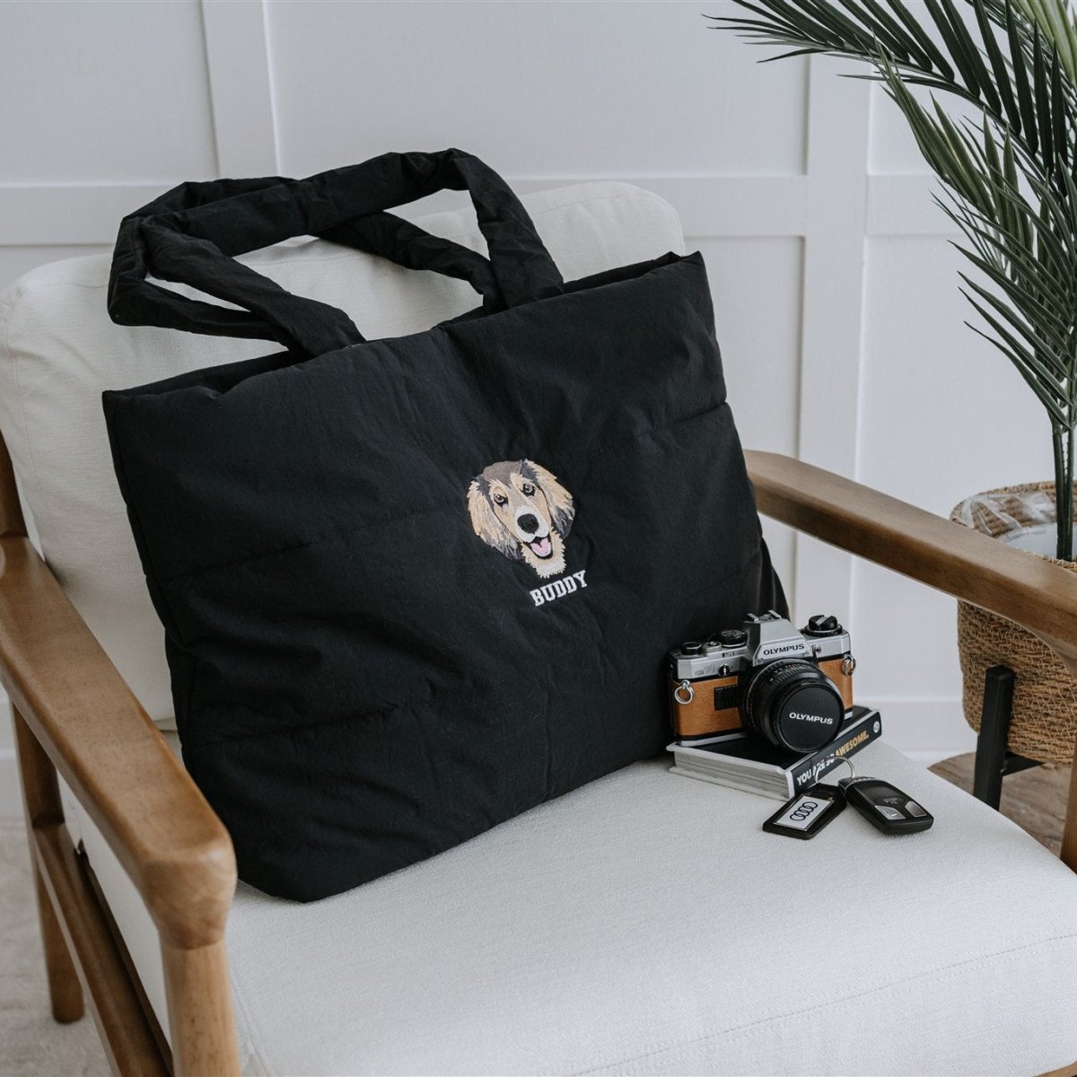 New In: Embroidered Pet Portrait Quilted Tote Bag - Lucy and Lola Shop
