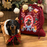 New: Printed Pet Portrait Velvet Christmas Sack Stocking - Lucy and Lola Shop