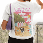 Printed Pet Portrait At the Beach Organic T-Shirt - Lucy and Lola Shop