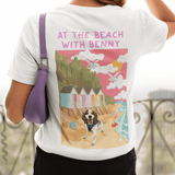 Printed Pet Portrait At the Beach Organic T-Shirt - Lucy and Lola Shop