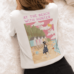 Printed Pet Portrait At the Beach Organic T-Shirt - Lucy and Lola Shop