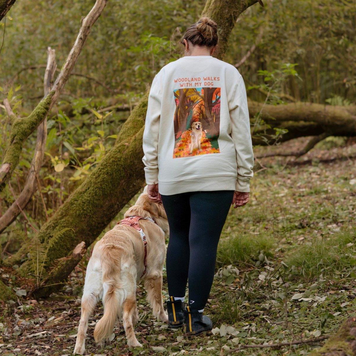Printed Pet Portrait Autumn Walks Organic Sweatshirt - Lucy and Lola Shop