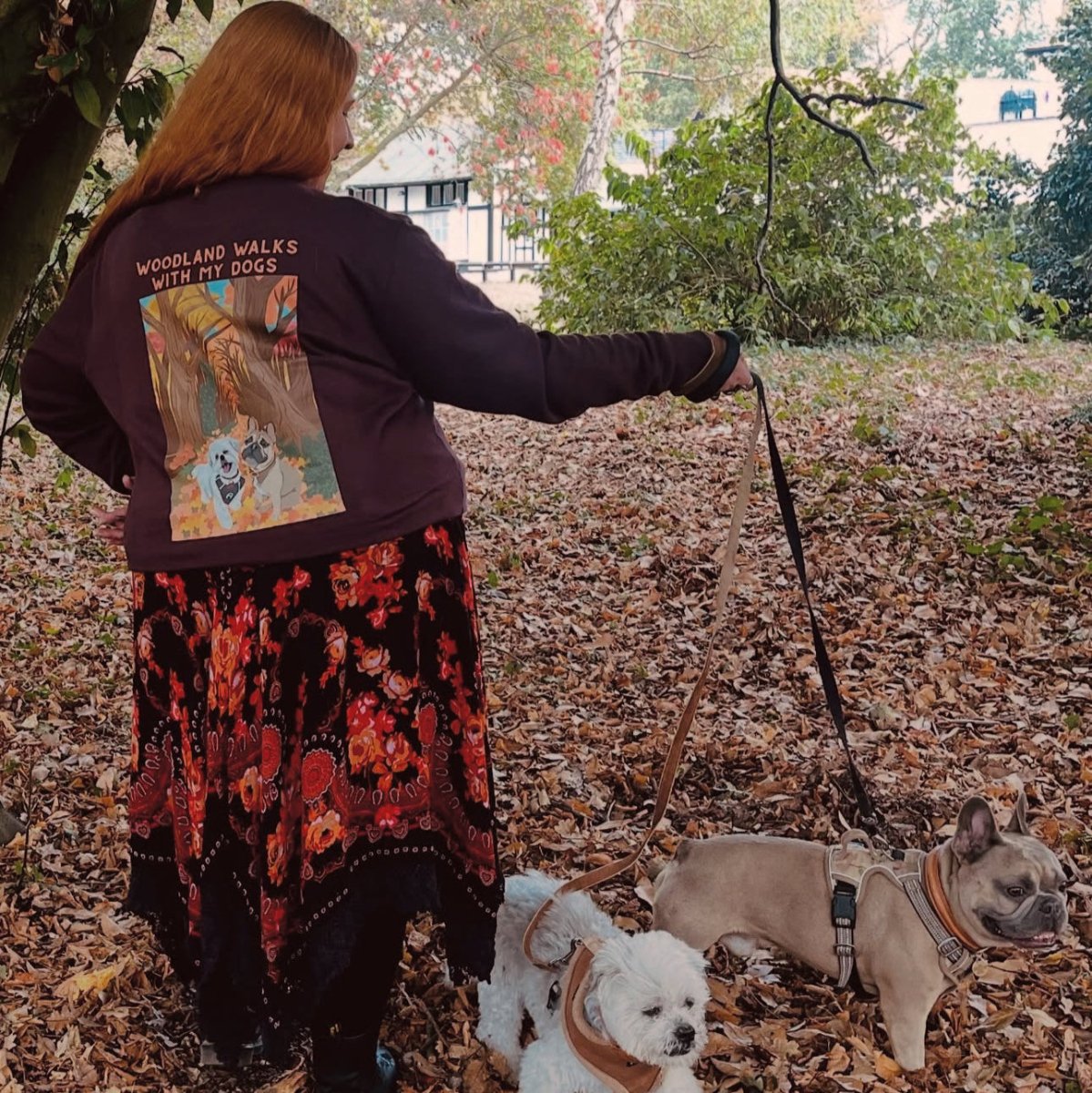 Printed Pet Portrait Autumn Walks Organic Sweatshirt - Lucy and Lola Shop