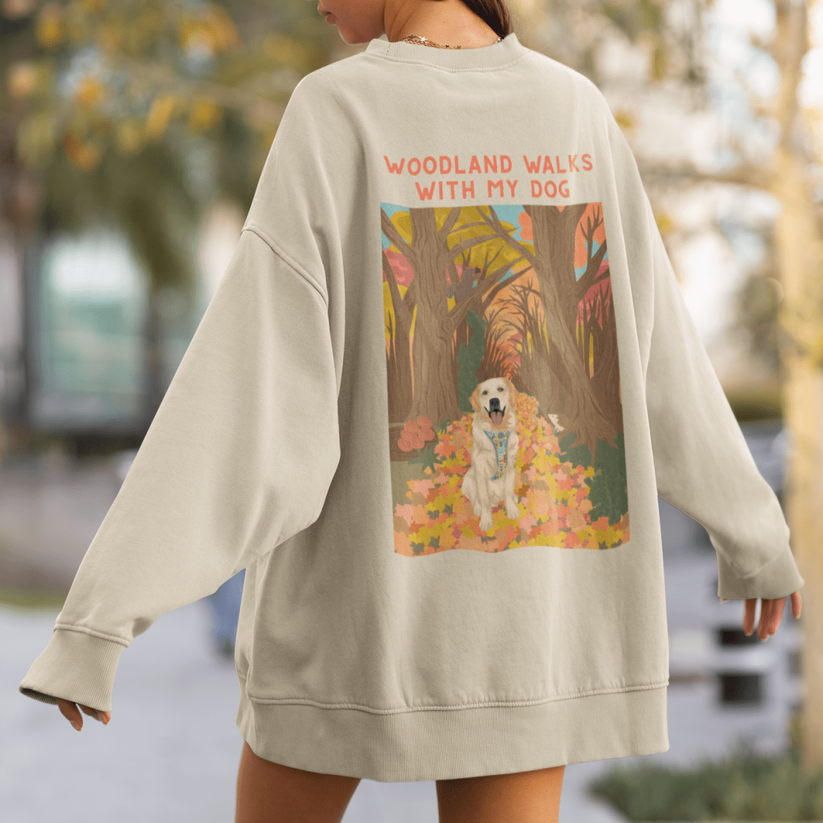 Printed Pet Portrait Autumn Walks Organic Sweatshirt - Lucy and Lola Shop