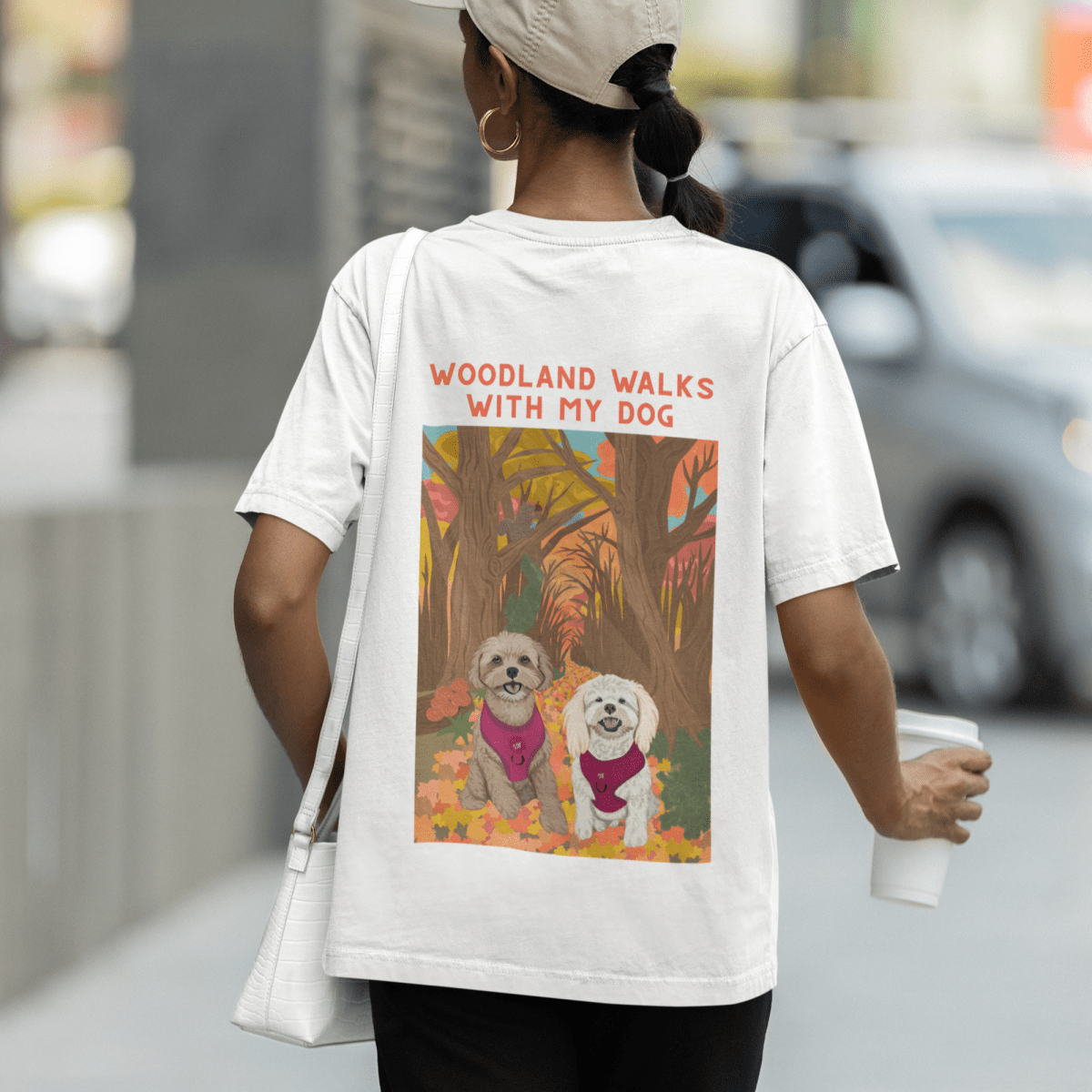 Printed Pet Portrait Autumn Walks Organic T-Shirt - Lucy and Lola Shop