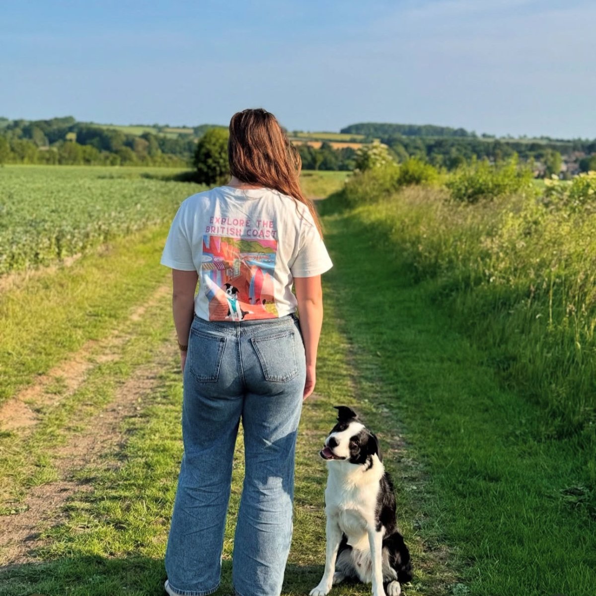 Printed Pet Portrait British Coast Organic T-Shirt - Lucy and Lola Shop