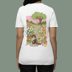Printed Pet Portrait Flower Garden Organic T-Shirt - Lucy and Lola Shop