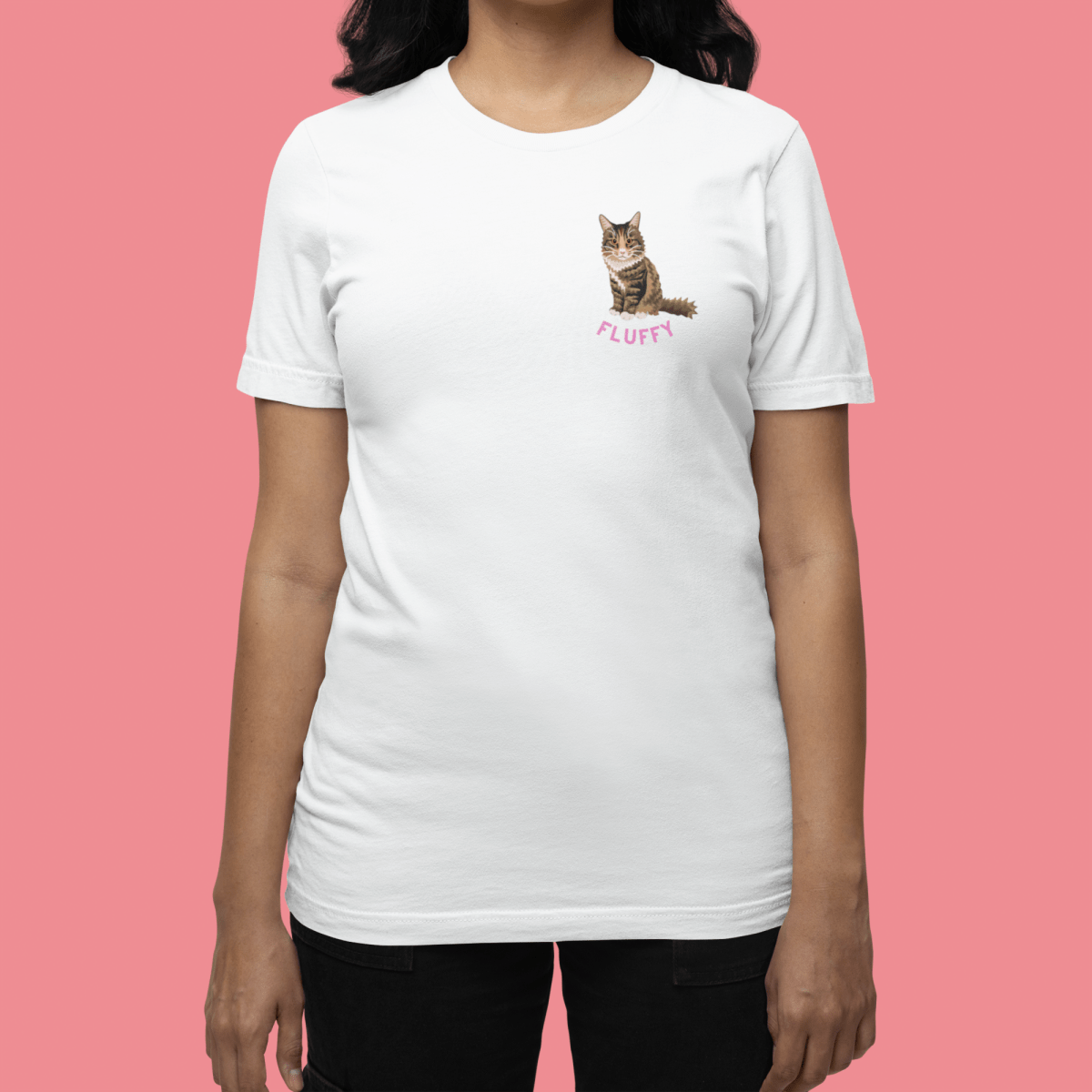 Printed Pet Portrait Flower Garden Organic T-Shirt - Lucy and Lola Shop