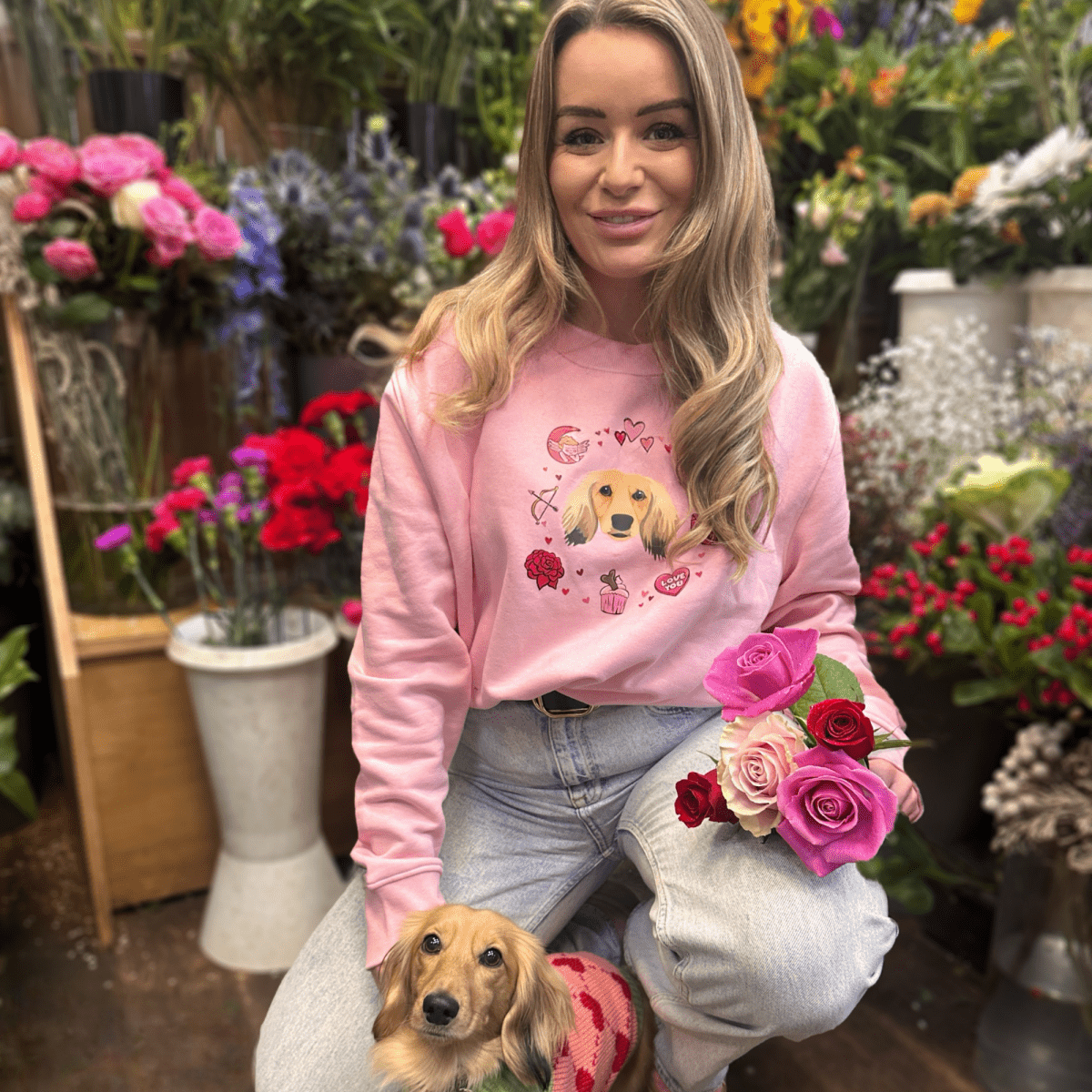 Printed Pet Portrait Hearts Organic Sweatshirt - Lucy and Lola Shop