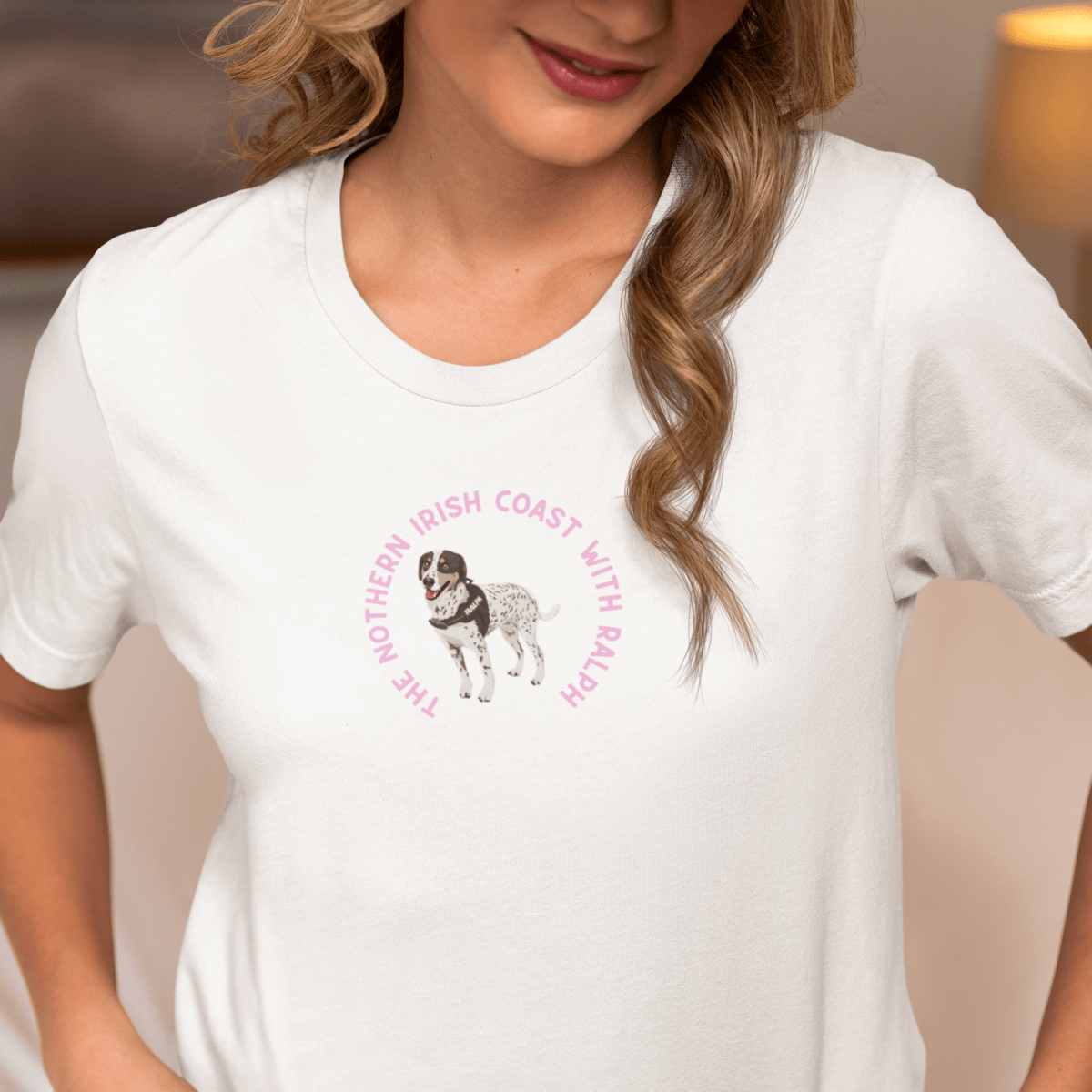 Printed Pet Portrait Northern Irish Coast Organic T-Shirt - Lucy and Lola Shop