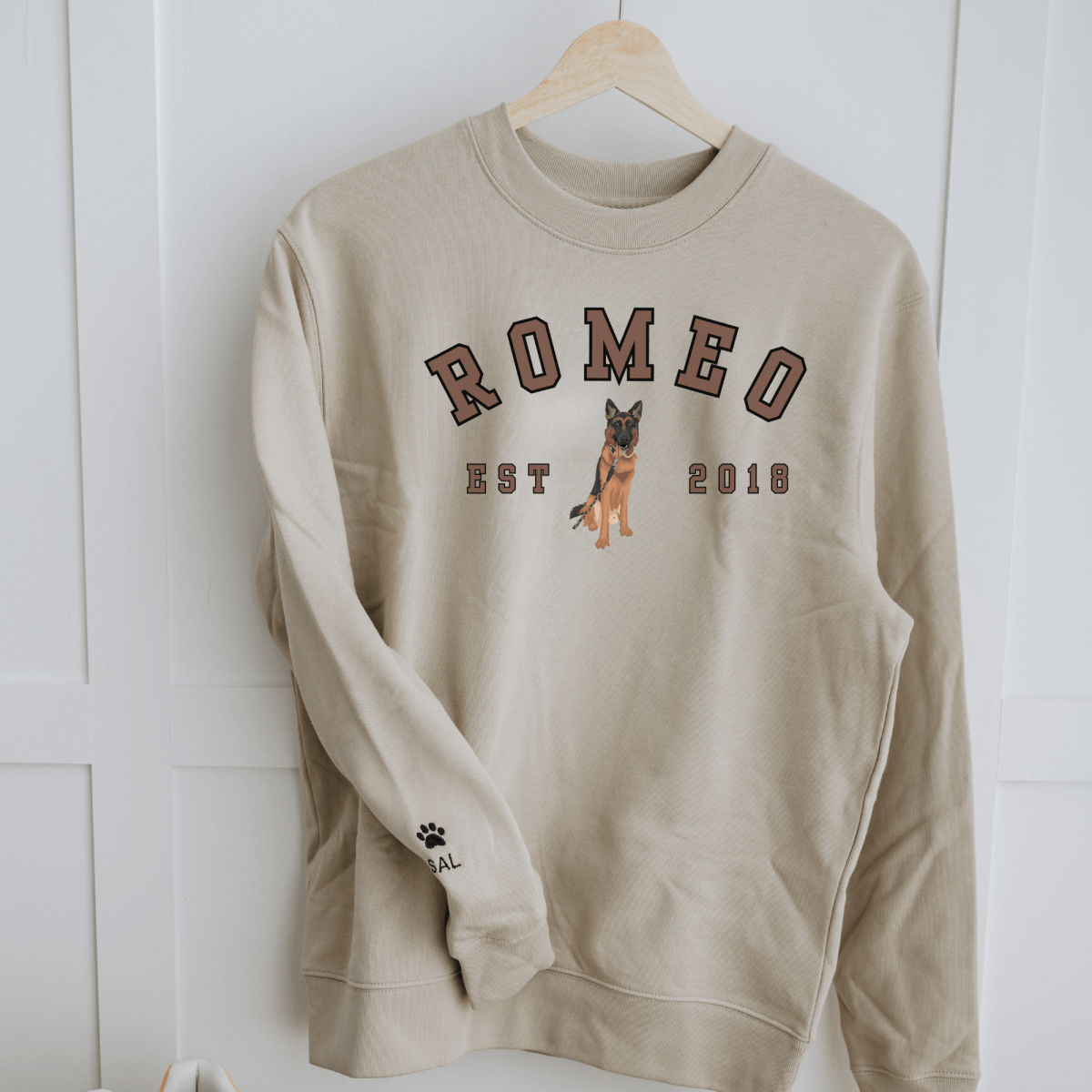 Printed Pet Portrait Organic College Varsity Sweatshirt - Lucy and Lola Shop