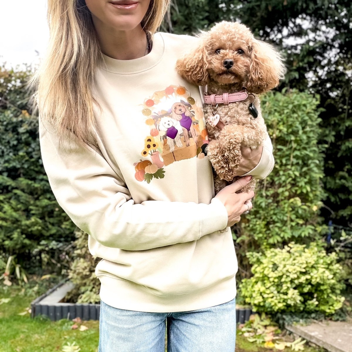 Printed Pet Portrait Pumpkin Patch Organic Sweatshirt - Lucy and Lola Shop