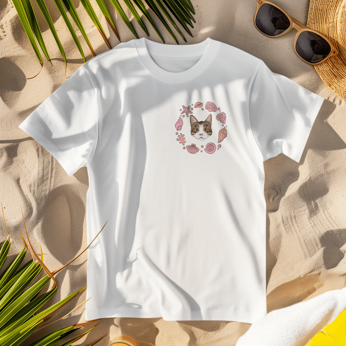 Printed Pet Portrait Shells Organic T-Shirt - Lucy and Lola Shop