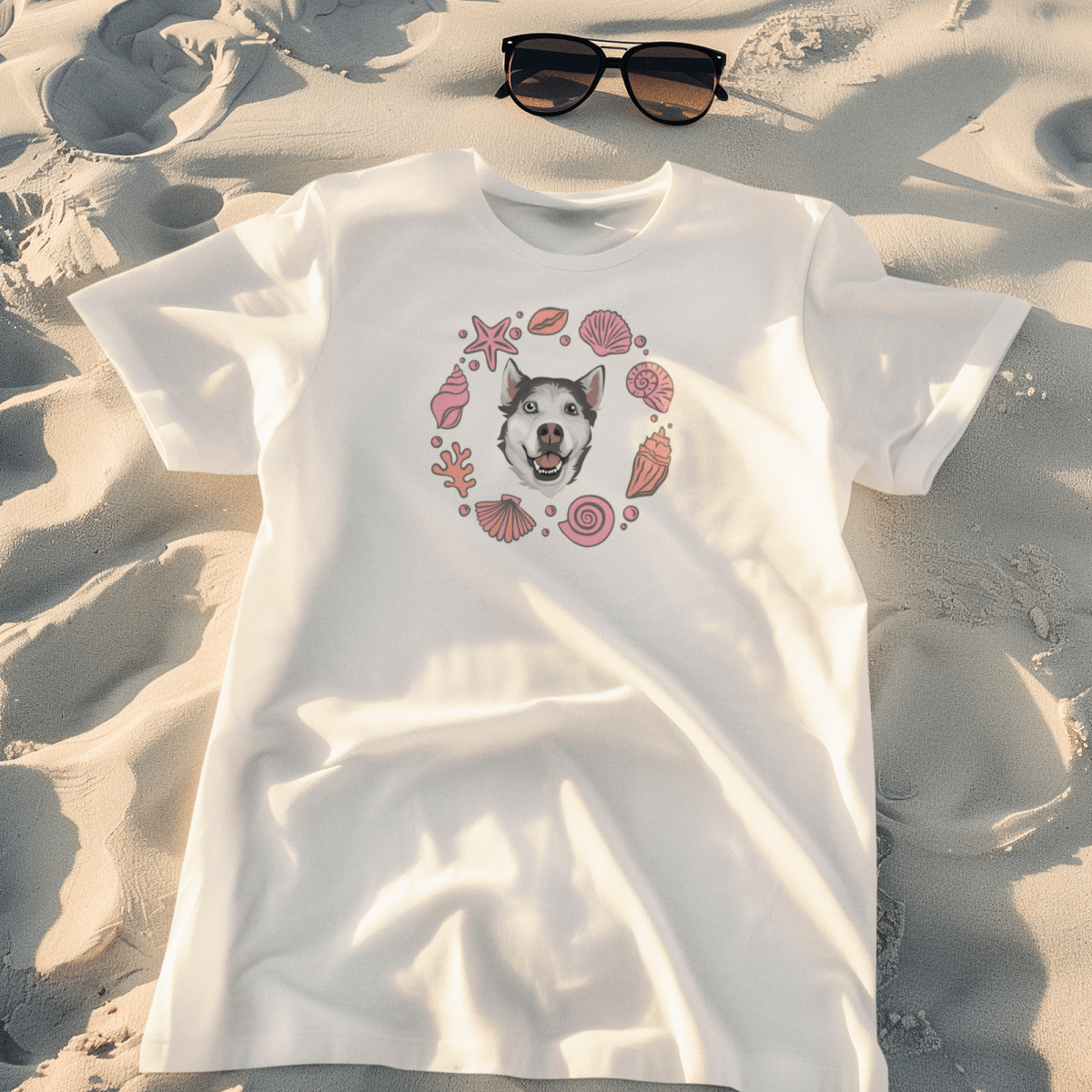 Printed Pet Portrait Shells Organic T-Shirt - Lucy and Lola Shop