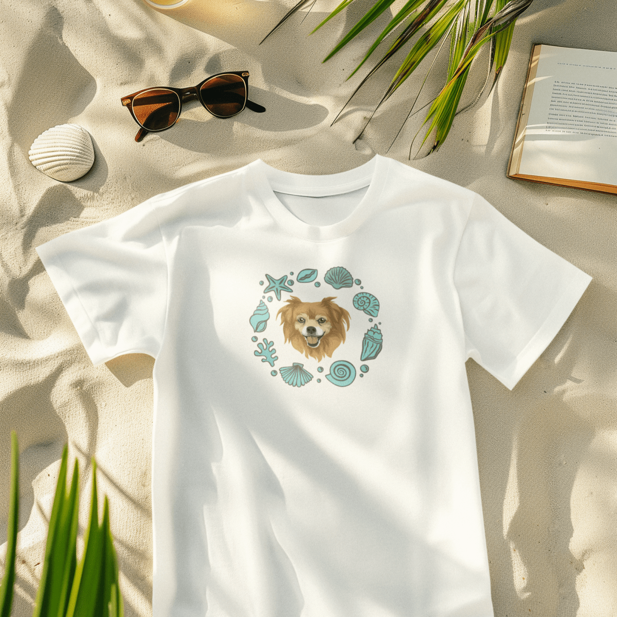 Printed Pet Portrait Shells Organic T-Shirt - Lucy and Lola Shop
