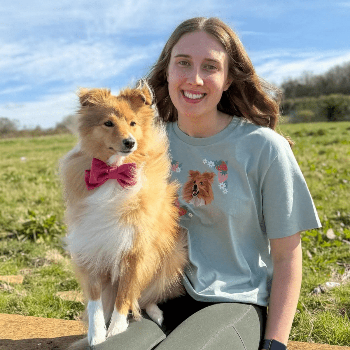 Printed Pet Portrait Strawberry Organic T-Shirt - Lucy and Lola Shop