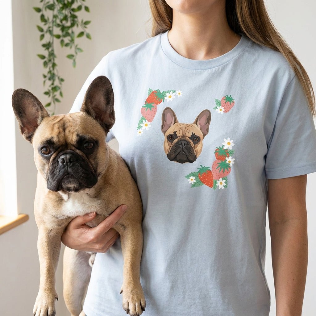 Printed Pet Portrait Strawberry Organic T-Shirt - Lucy and Lola Shop