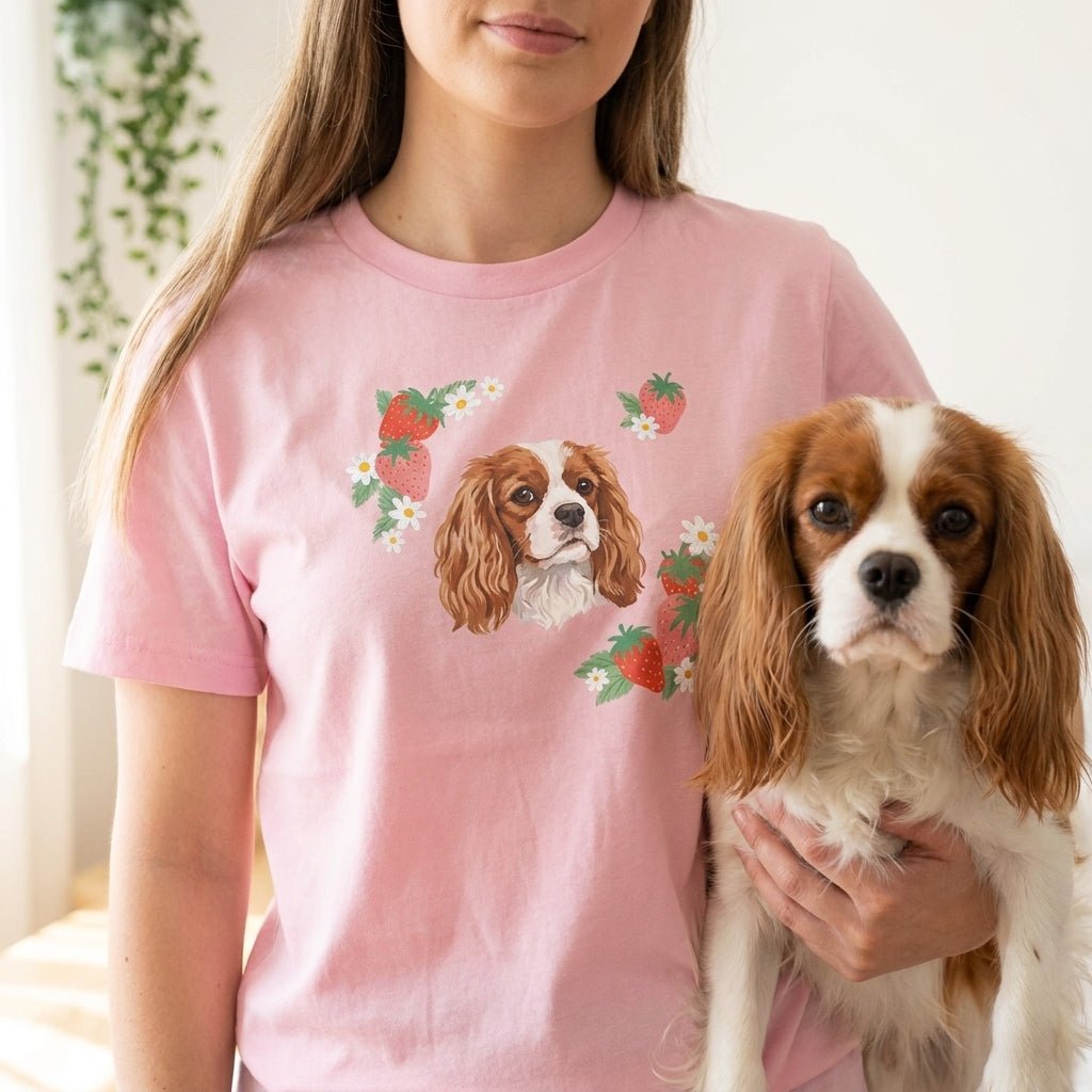 Printed Pet Portrait Strawberry Organic T-Shirt - Lucy and Lola Shop