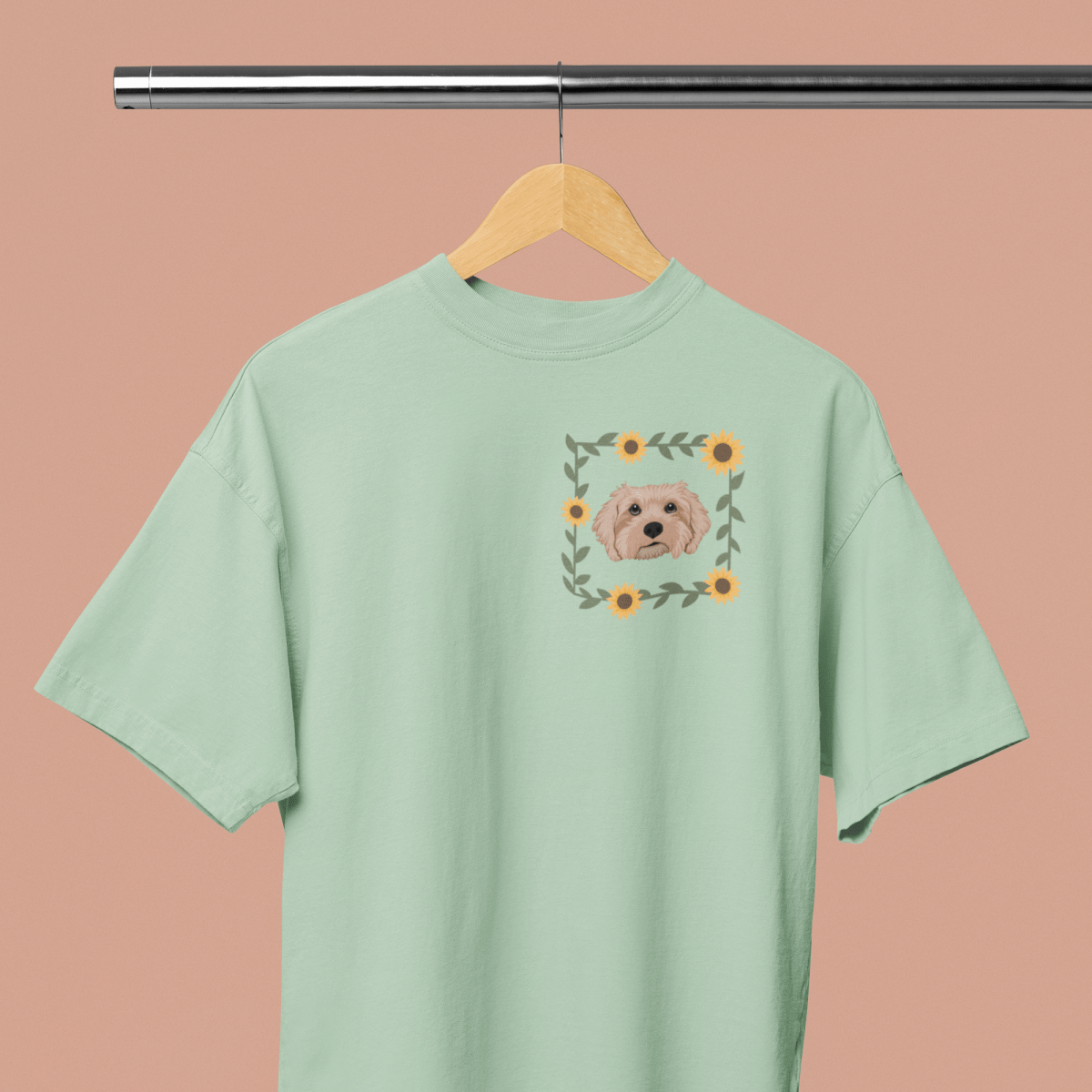 Printed Pet Portrait Sunflower Organic T-Shirt - Lucy and Lola Shop