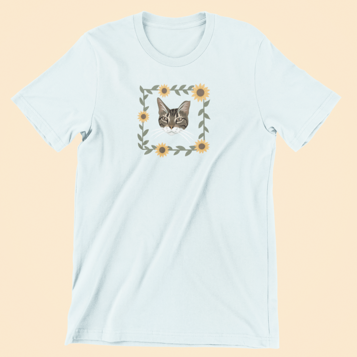 Printed Pet Portrait Sunflower Organic T-Shirt - Lucy and Lola Shop