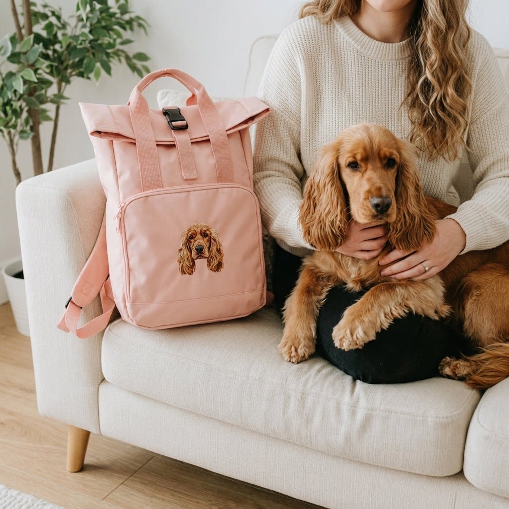 Recycled Large Embroidered Custom Pet Portrait Backpack - Lucy and Lola Shop