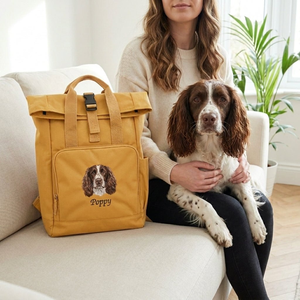 Recycled Large Embroidered Custom Pet Portrait Backpack - Lucy and Lola Shop