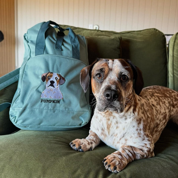 Recycled Large Embroidered Pet Portrait Backpack - Lucy and Lola Shop