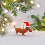 Sausage Dog with Candy Cane Felt Hanging Decoration - Lucy and Lola Shop
