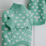 knitted dog jumper with hearts 